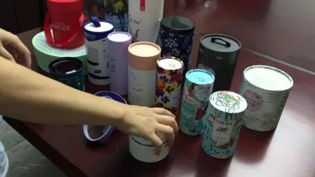 Scatola cilindrica regalo con tubo di carta da tè rotondo con coperchio in metallo di latta per vestiti di profumo, candele, regali di vino