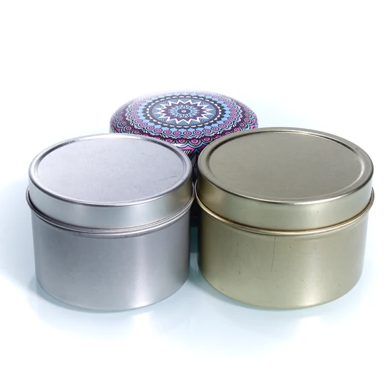 Confezione in metallo per uso alimentare, piccola scatola rotonda in latta per candele profumate
