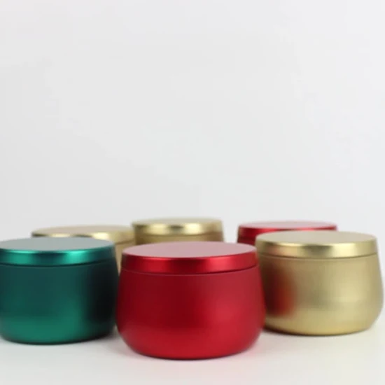 Elegante scatola da viaggio rotonda in metallo nero per barattoli di candele con stampa individuale